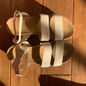 Cream platform sandals